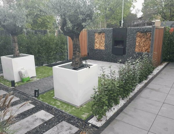 steenkorf met kachel