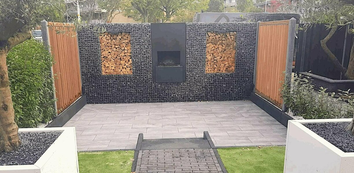 steenkorf met kachel